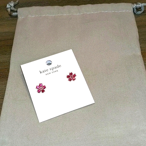 NEW Kate Spade Flower Stud Earrings- Deep Magenta - Picture 4 of 9